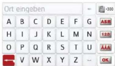 Ort eingeben A B C D E F G H I J K L M N O P Q R S T U V W X Y Z 300 ABB 123 AAA OK