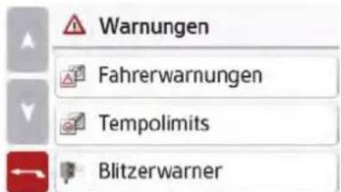 Warnungen Fahrerwarnungen Tempolimits Blitzerwarner