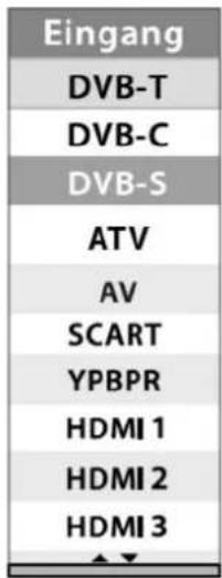 Eingang DVB-T DVB-C DVB-S ATV AV SCART YPBPR HDMI 1 HDMI 2 HDMI 3