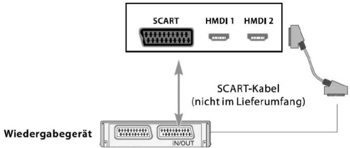SCART HMDI 1 HMDI 2 SCART-Kabel (nicht im Lieferumfang) Wiedergabegerät IN/OUT