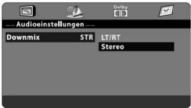 Audioeinstellungen Downmix STR LT/RT Stereo