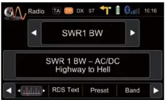 Radio TA TX ST 10:16 SWR1 BW SWR 1 BW - AC/DC Highway to Hell RDS Text Preset Band