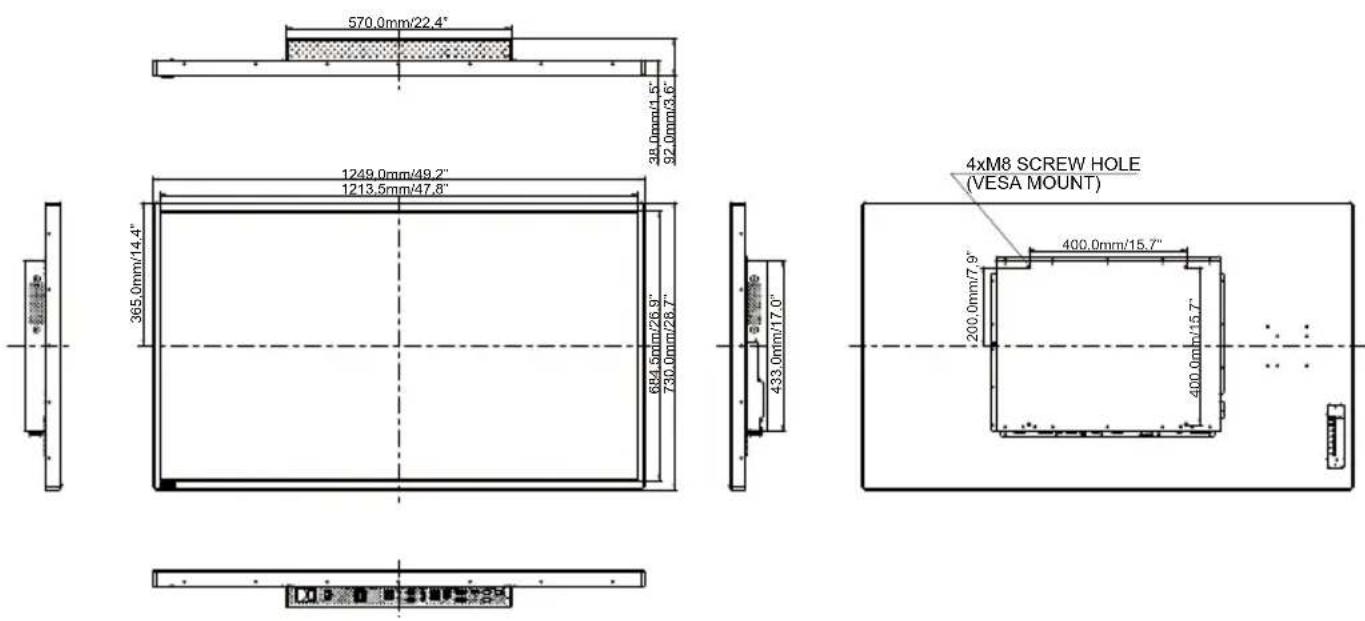 IIYAMA ProLite TE5564MIS - ABMESSUNGEN : ProLite LE5564S - 1
