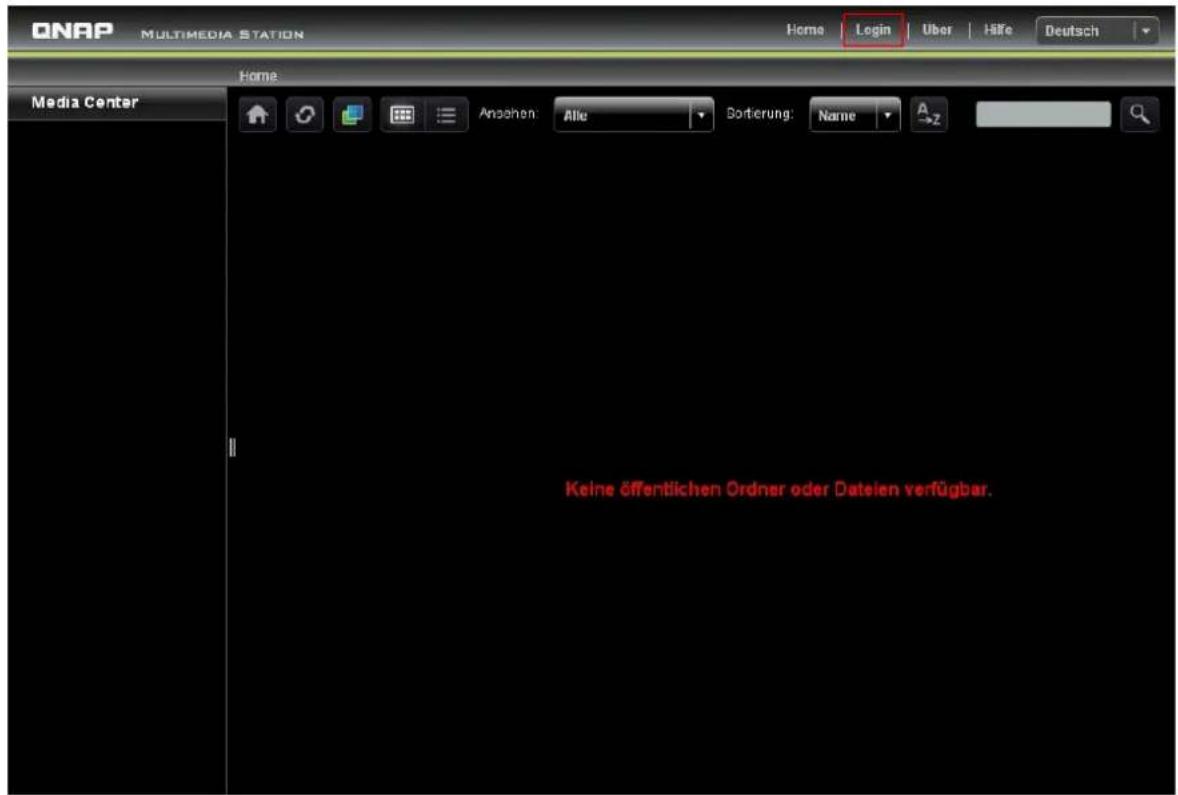 QNAP MULTIMEDIA STATION Home Login Uber Hife Deutsch Media Center Ansehen: Alle Sortierung: Name Keine öffentlichen Ordner oder Dateien verfügbar.