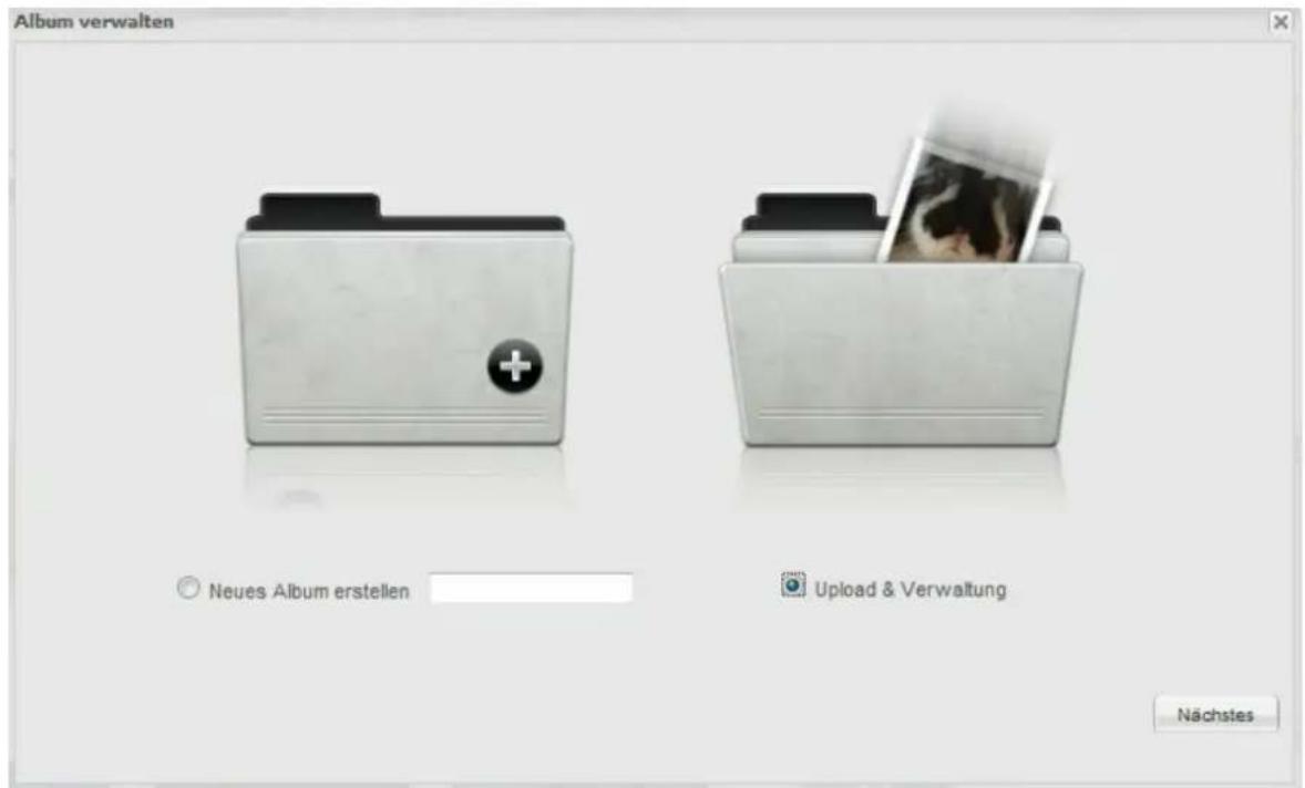 Album verwalten Neues Album erstellen Upload & Verwaltung Nächstes