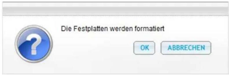 Die Festplatten werden formatiert OK ABBRECHEN