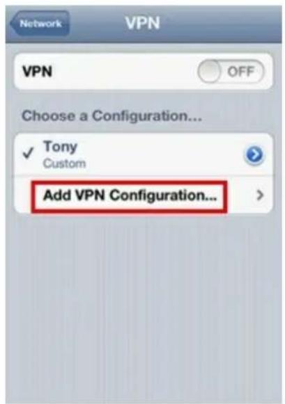 Network VPN Choose a Configuration... ✓ Tony Custom Add VPN Configuration...