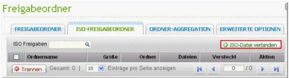 Freigabeordner FREIGABEORDNER ISO-FREIGABEORDNER ORDNER-AGGREGATION ERWEITERTE OPTIONEN ISO Freigaben ISO-Datei verbinden Ordnername Größe Ordner Dateien Versteckt Aktion Trennen Gesamt: 0 | 10 Einträge pro Seite anzeigen 0 /0