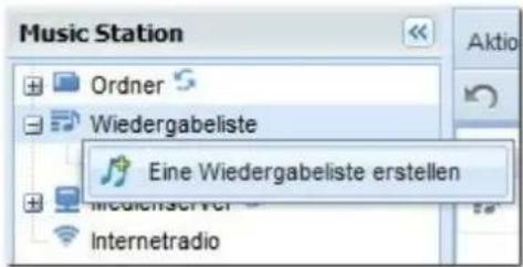 Music Station Ordner Wiedergabeliste Eine Wiedergabeliste erstellen Internetradio