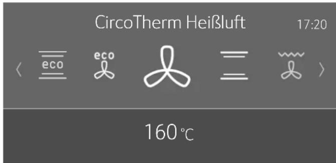 CircoTherm Heißluft 17:20 < eco eco = > 160°C