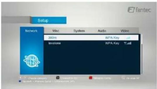 fantec Setup Network Misc System Audio Video 300ms WFA Key Invelone WFA Key Tull 1. Channel settings Cancel for by Weight Config 12. Web access A/ network > Portfolio Serial > Openphone A/B