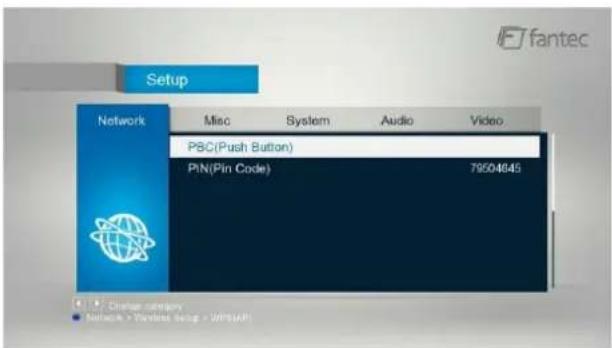 Setup Network Misc System Audio Video PSC(Push Button) PIN(Pin Code) 79504645 Diaspan company Network > Textiles setup > WPS(A)