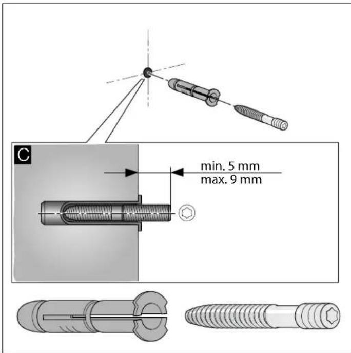 C min. 5 mm max. 9 mm