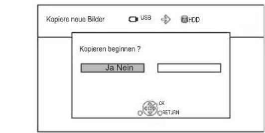 Kopiere neue Bilder US$ ↔ HDD Kopieren beginnen ? Ja Nein OK RETURN