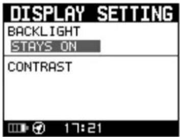 DISPLAY SETTING BACKLIGHT STAYS ON CONTRAST 17:21