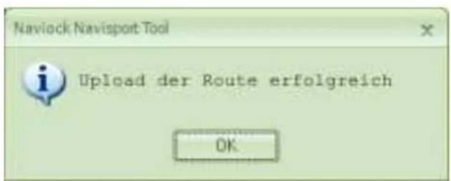 Naviock Navisport Tool Upload der Route erfolgreich OK