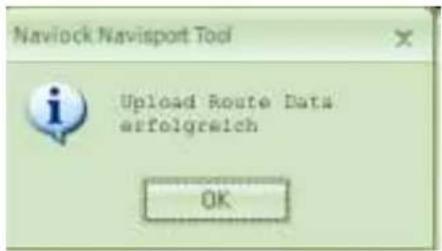 Navlock Navisport Tool Upload Route Data erfolgreich OK