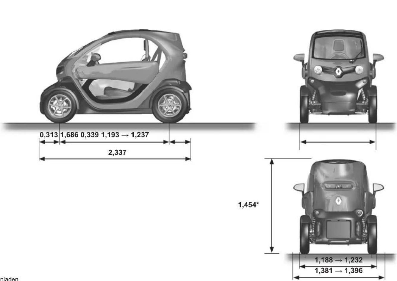 RENAULT Twizy Z.E. (2012) - WEIGHTS (in kg) - 1