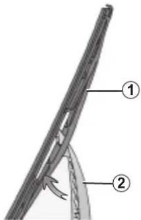 Diagram of a mechanical or structural component with labeled parts ① and ②