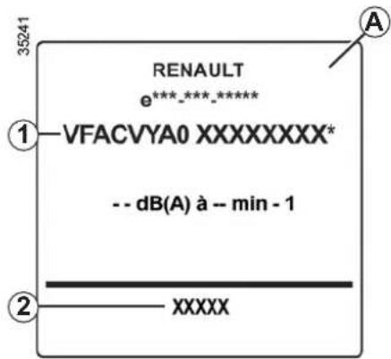 35241 RENAULT e***_***_**** ① VFACVYA0 XXXXXXXX* -- dB(A) à -- min - 1 ② XXXXX
