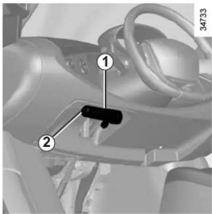 Diagram of a vehicle interior with labeled parts, showing numbered components and a numeric identifier 34733.