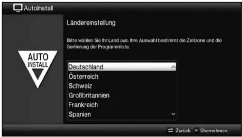 AutoInstall Ländereinstellung Bitte wählen Sie ihr Land aus. Ihre Auswahl bestimmt die Zeitzone und die Sortierung der Programmliste. Deutschland Österreich Schweiz Großbritannien Frankreich Spanien Zurück Übemehmen