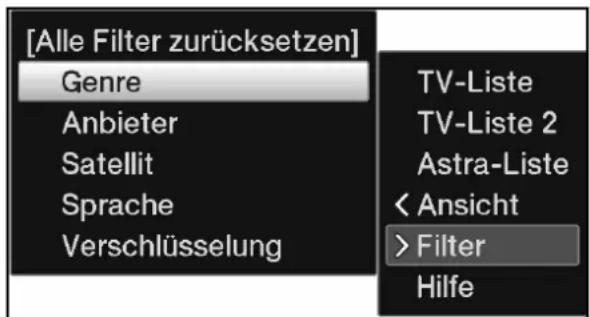 [Alle Filter zurücksetzen] Genre Anbieter Satellit Sprache Verschlüsselung TV-Liste TV-Liste 2 Astra-Liste < Ansicht >Filter Hilfe