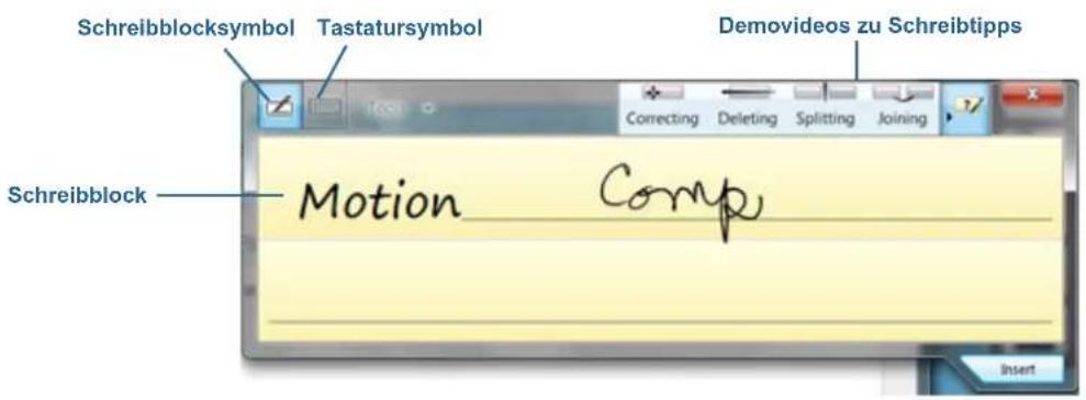 Schreibblocksymbol Tastatursymbol Demovideos zu Schreibtipps Correcting Deleting Splitting Joining Schreibblock Motion Comp Insert