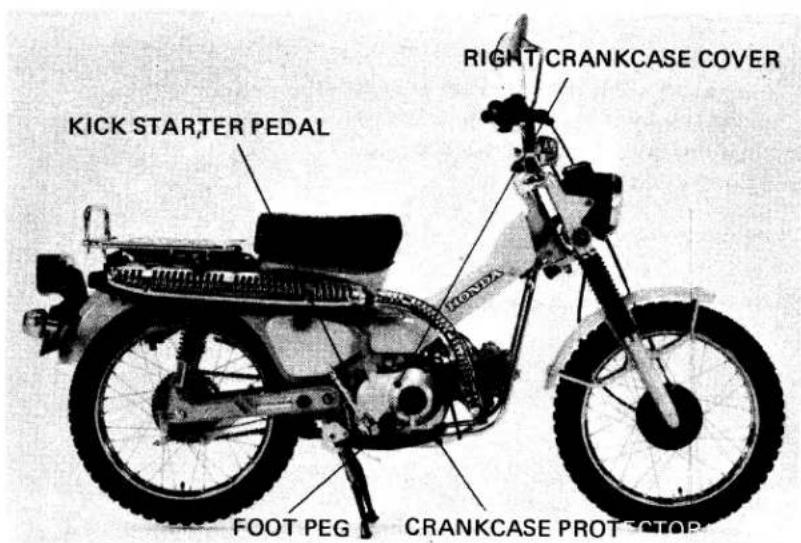 KICK STAR,TER PEDAL RIGHT CRANKCASE COVER FOOT PEG CRANKCASE PROT STOP