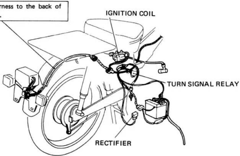 ness to the back of IGNITION COIL TURN SIGNAL RELAY RECTIFIER