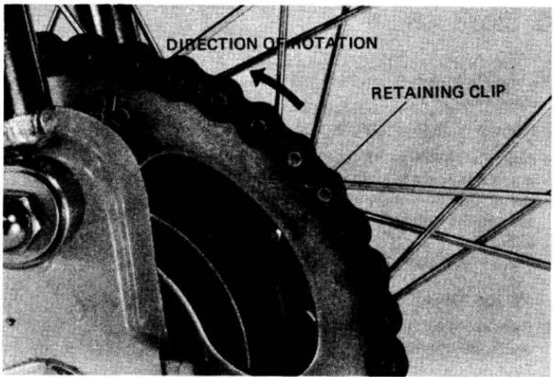 DIRECTION OF ROTATION RETAINING CLIP