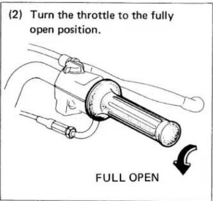 (2) Turn the throttle to the fully open position. FULL OPEN