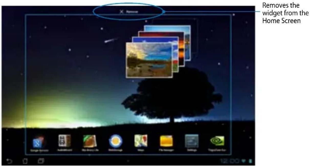 Removes the widget from the Home Screen