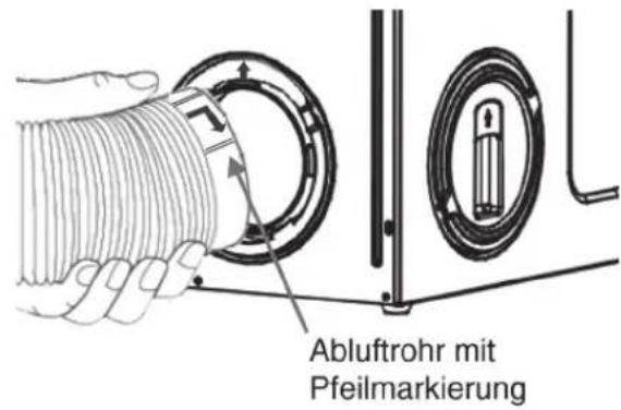 Abluftrohr mit Pfeilmarkierung