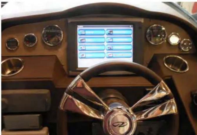 Interior view of a luxury car dashboard with steering wheel and digital dashboard (no visible text or symbols)