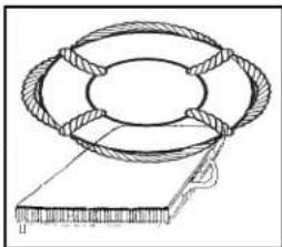 Technical line drawing of a circular ring structure with a rectangular base, no text or symbols present