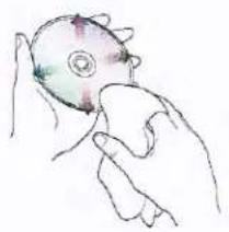 Hand holding a CD or DVD disc, showing the blade and lens (no text or symbols visible)