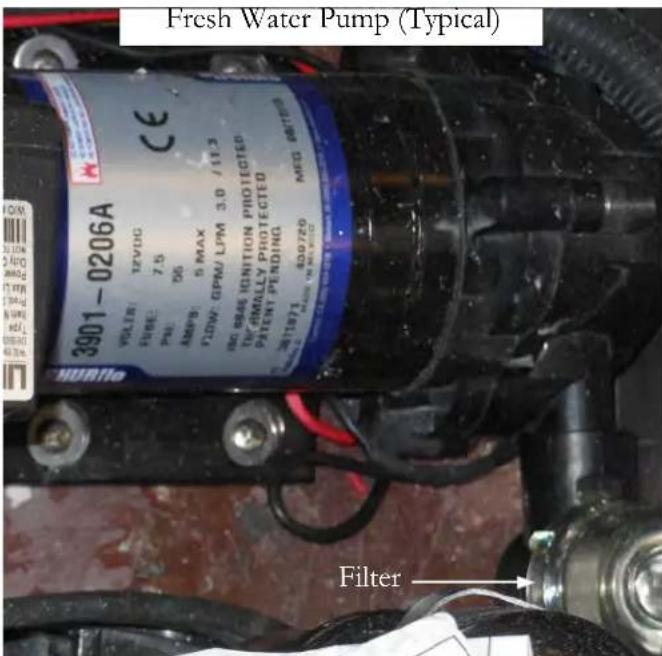 Fresh Water Pump (Typical) 3901-0206A WILLER: TEVDC FIRE: 7.5 PIL: 50 AMPB: 5 MAX FLOW: GPR/ LPM 3.0 /18.3 ISO 5846 IGNITION PROTECTED TEMPORALLY PROTECTED POTENT PENDING 3017871 439720 MEG 607720 HURITHE Filter