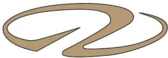 Abstract brown curved line design resembling a stylized letter or symbol (no text or symbols present)