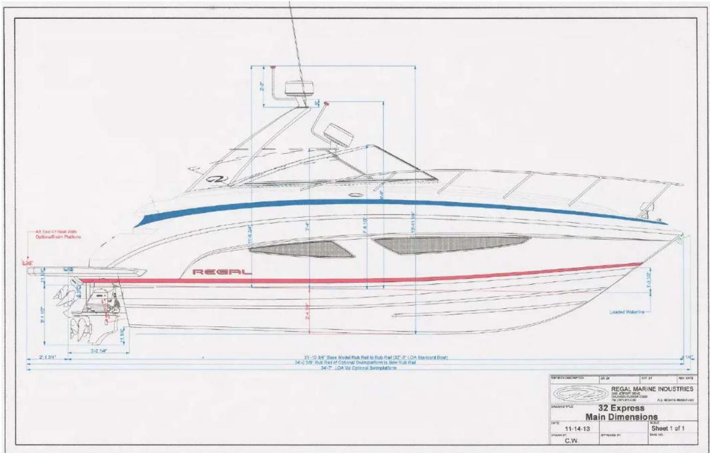 All End Of Base With Options/Boxin Platform LINE REGAL 31-10 34" Base Model Rub Rail to Rub Rail (32"-3" LQA Standard Boat) 34-2 58" Rub Rail of Operational Overpassform is Slow Rub Rail 34-7" LQA W Optical Semiplatform Loaded Waterline 3'-2 34" 2'-1 34' 2'-1 34" 3'-2 34" REMARK DESCRIPTION: GB 26 U…
