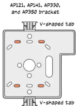 AP121, AP141, AP330, and AP350 bracket V-shaped tab V-shaped tab