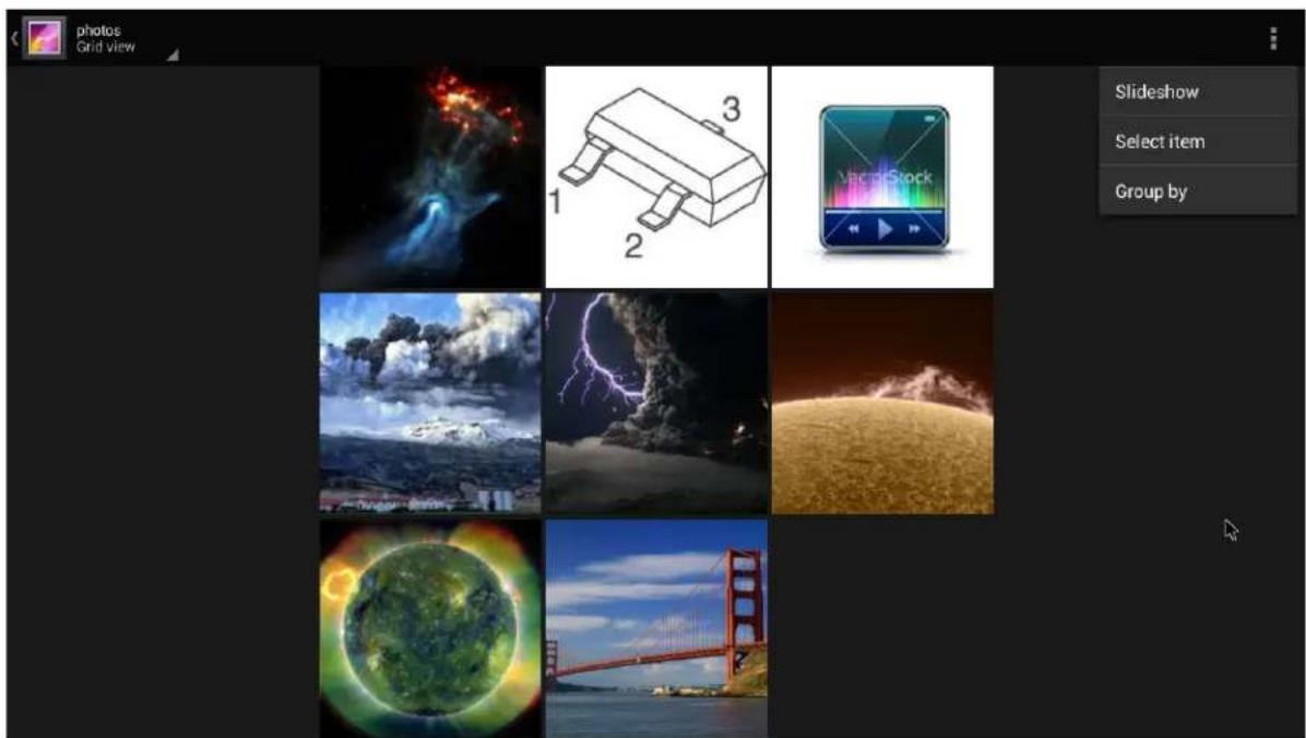 photos Grid view Slideshow Select item Group by