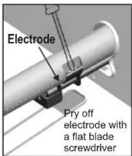 Electrode Pry off electrode with a flat blade screwdriver
