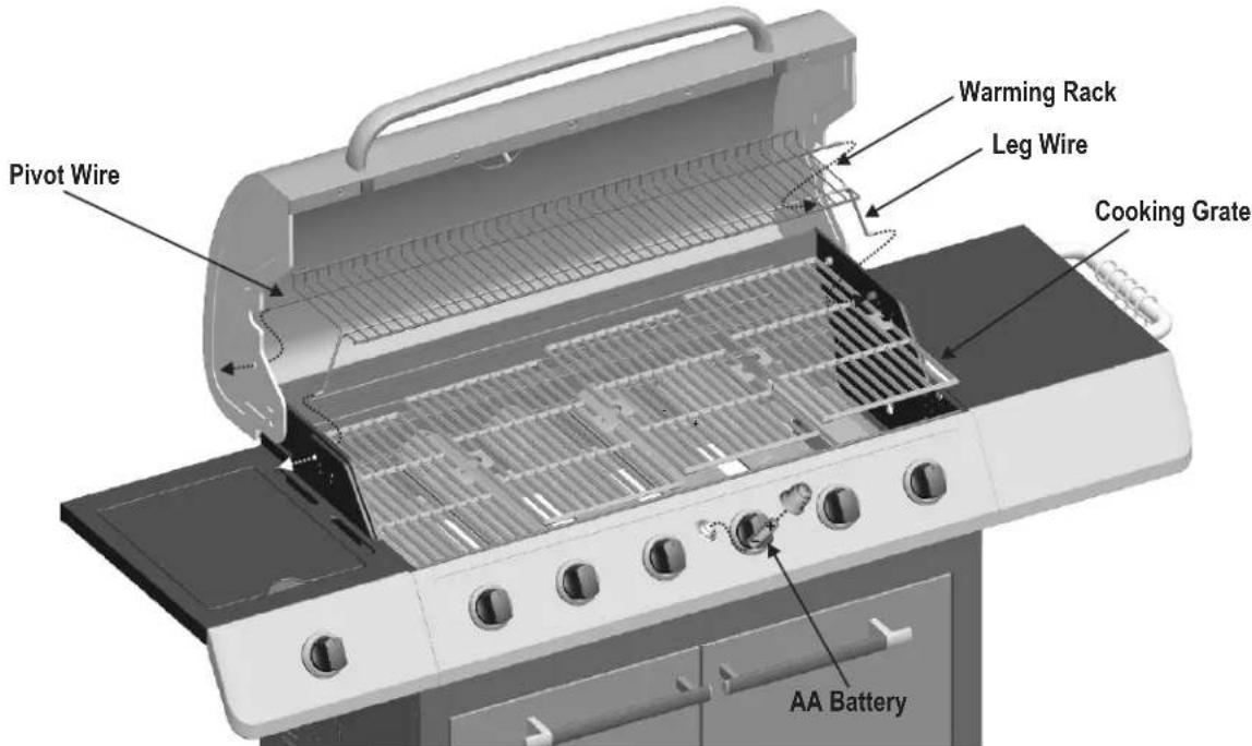 Pivot Wire Warming Rack Leg Wire Cooking Grate AA Battery