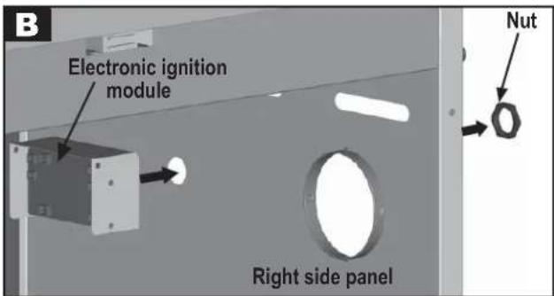 Electronic ignition module Right side panel Nut