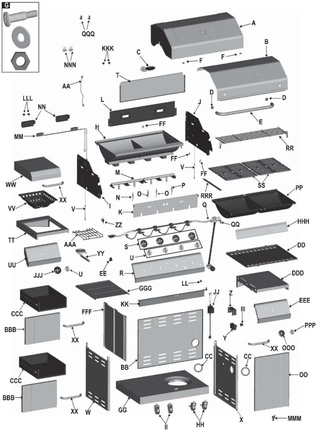 Exploded view diagram of a battery pack assembly with labeled components and part numbers