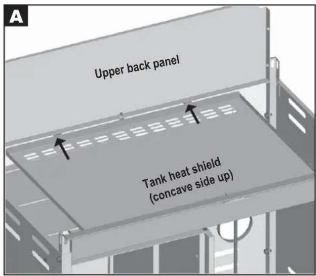 A Upper back panel Tank heat shield (concave side up)