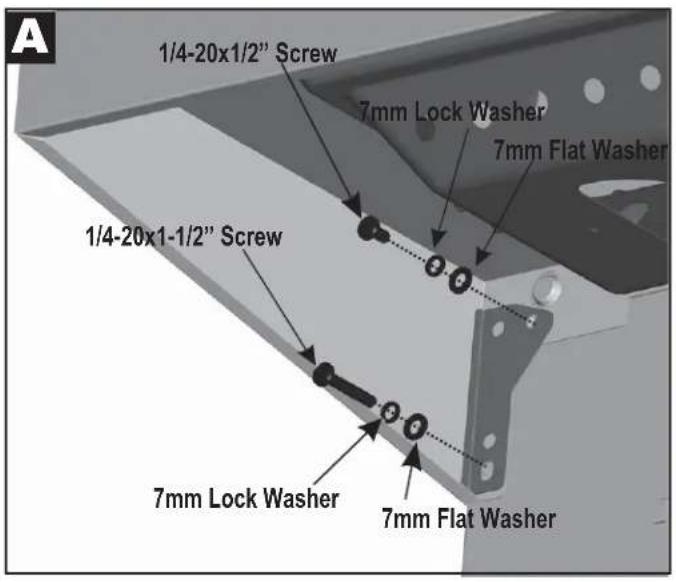 1/4-20x1/2" Screw 7mm Lock Washer 7mm Flat Washer 1/4-20x1-1/2" Screw 7mm Lock Washer 7mm Flat Washer