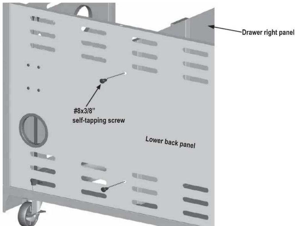 Drawer right panel #8x3/8" self-tapping screw Lower back panel