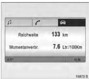 Raichweite 133 km Momentanverbr. 7.6 Ltr./100Km